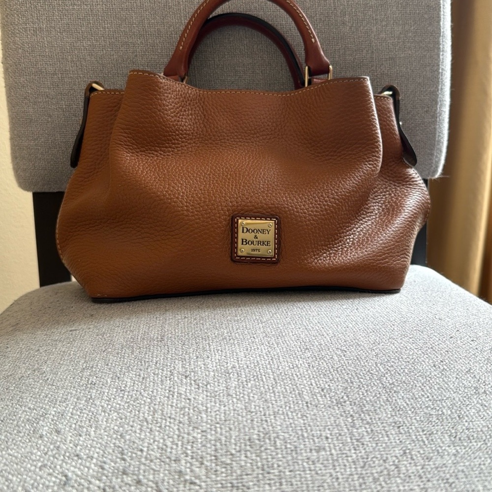 Dooney & Bourke Brown Leather Mini Barlow Satchel with Gold Hardware